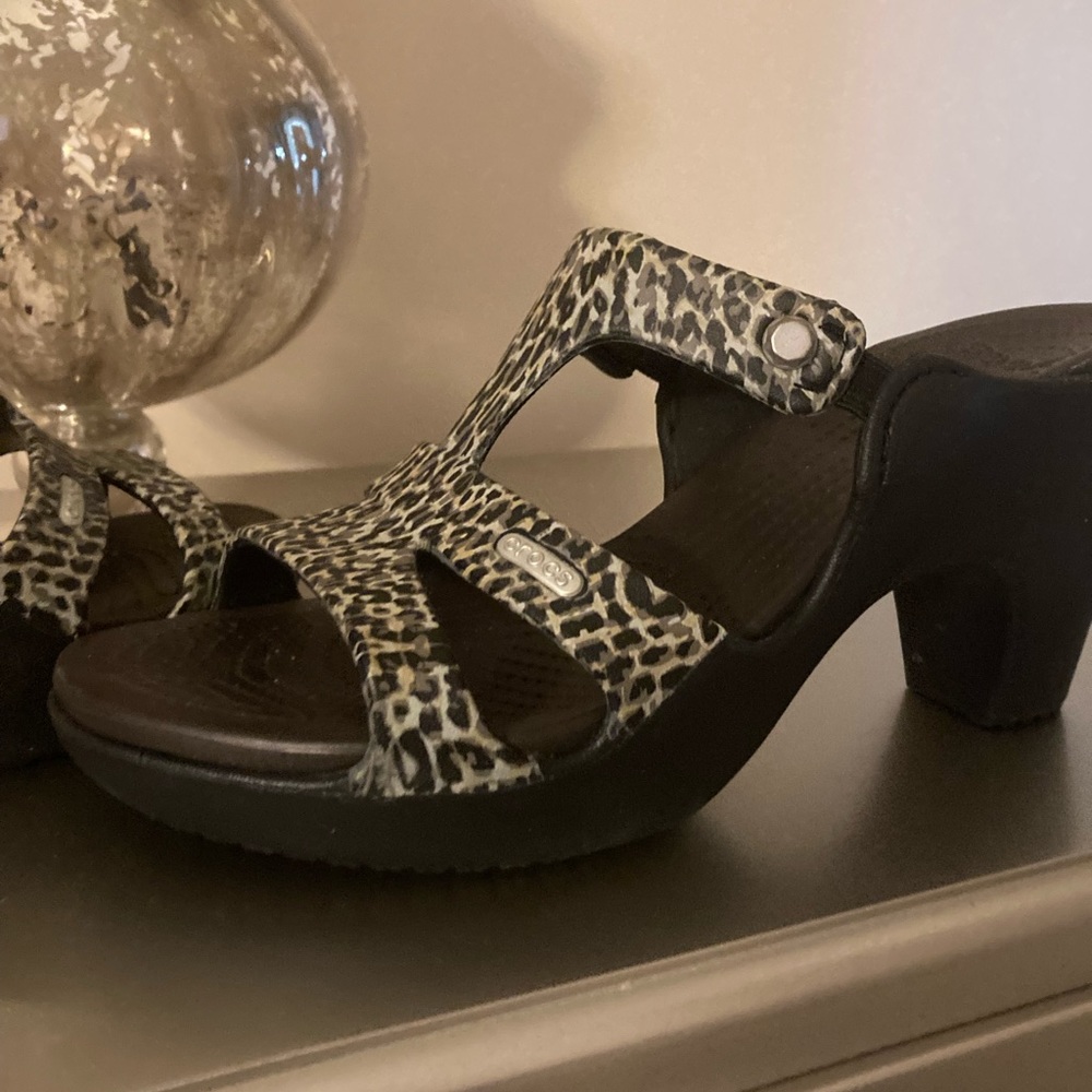 CROCS animal print sandals. Barely worn.